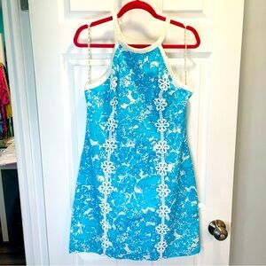 Lilly Pulitzer Blue and White Floral Dress Preppy Vacationcore